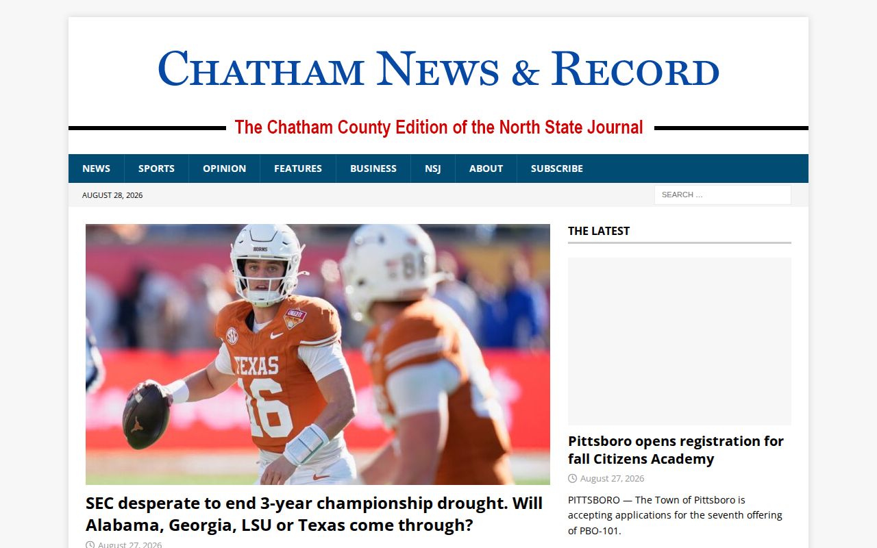 Chatham News and Record local newspaper source for Chatham County arrest coverage